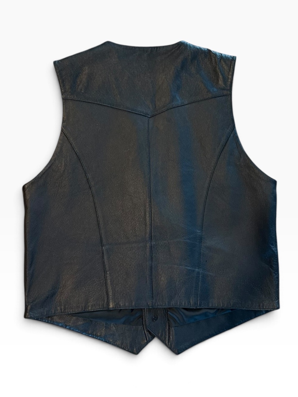 Vintage Authentic Adler Genuine Leather Western Biker Vest Men’s XL Black - Picture 2 of 6